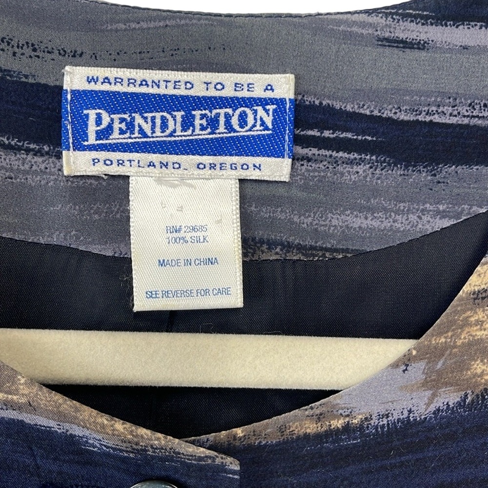 Pendleton Silk Abstract Stripe Button Front Blaze… - image 2